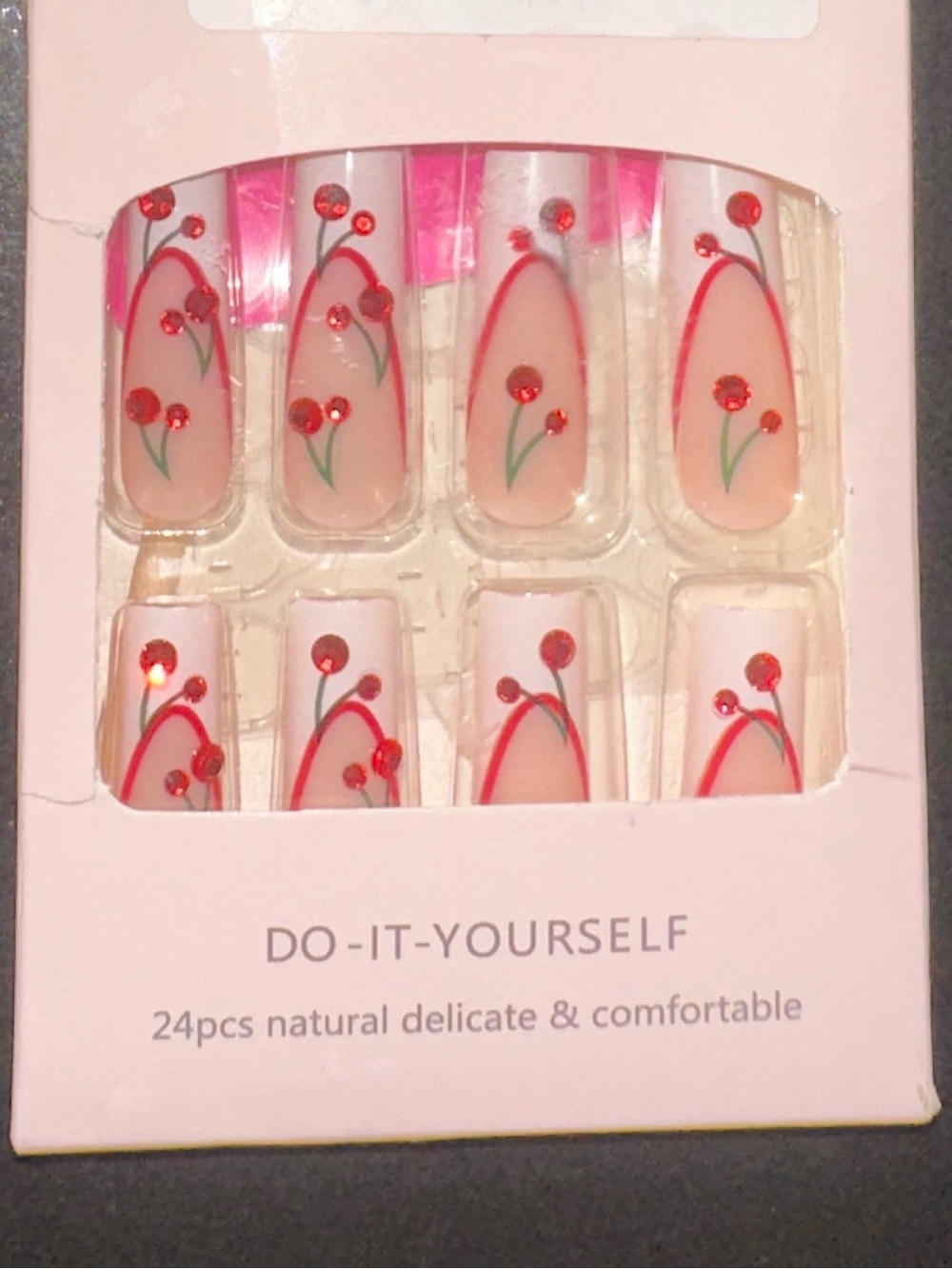 Reformation Pink Press-On Nail Kit with Cherry Accent